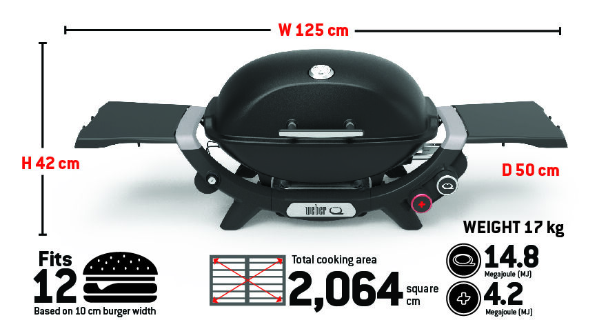 Weber Q+ Premium (2800N+) - Flame Red LPG - with Free Roasting Pack