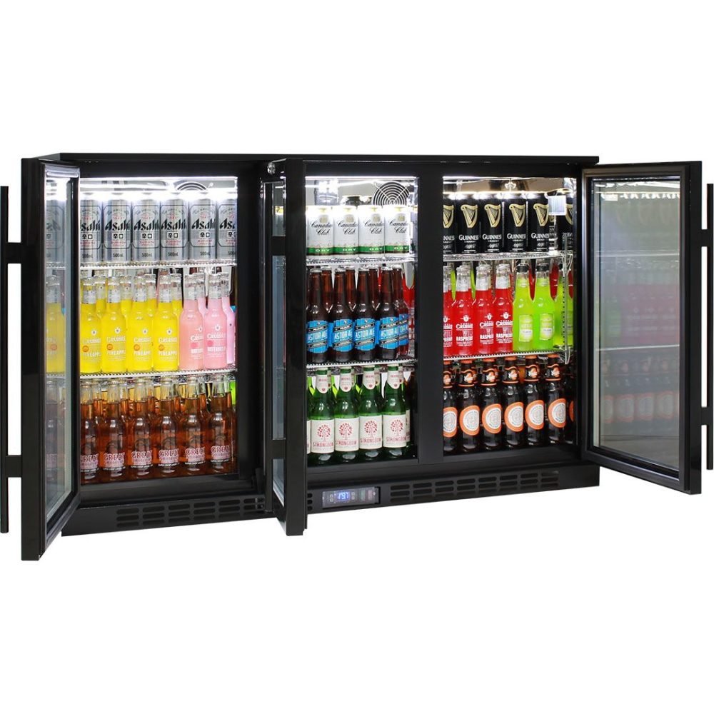Rhino - SG3H-B-HD - Black Heated Glass 3 Door Bar Fridge - Image 3