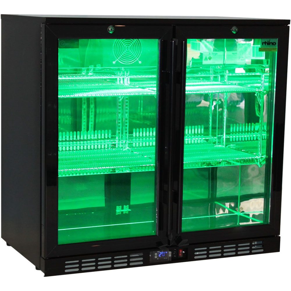 Rhino - SG2H-NC - Black Night Club Multi Colored LEDs 2 Door Bar Fridge - Image 4