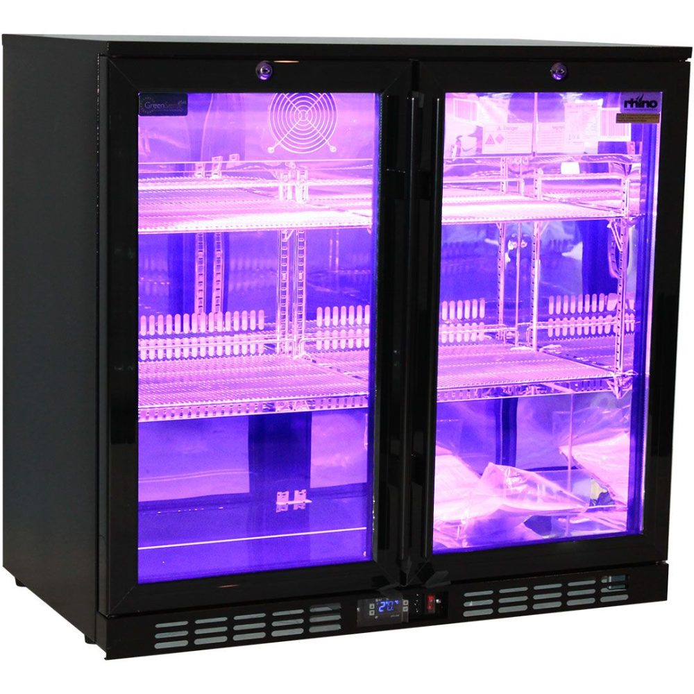 Rhino - SG2H-NC - Black Night Club Multi Colored LEDs 2 Door Bar Fridge - Image 2