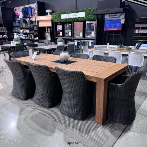 Melton Craft Bairo Table with Miami Wicker Chair Package - Floor Stock South Morang