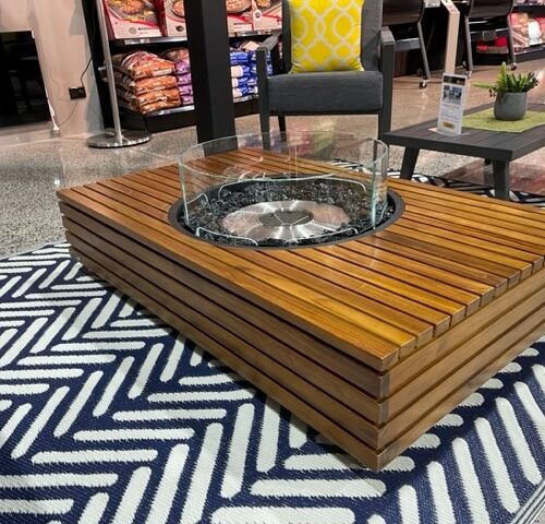 EcoSmart Fire - Martini 50 Fire Pit Table - Teak with Fire Screen - Floor Stock South Morang