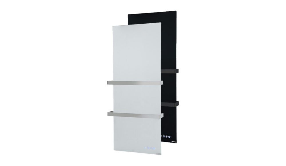 Herschel XLS Towel Rail 700w Black Glass with Integrated Controller
